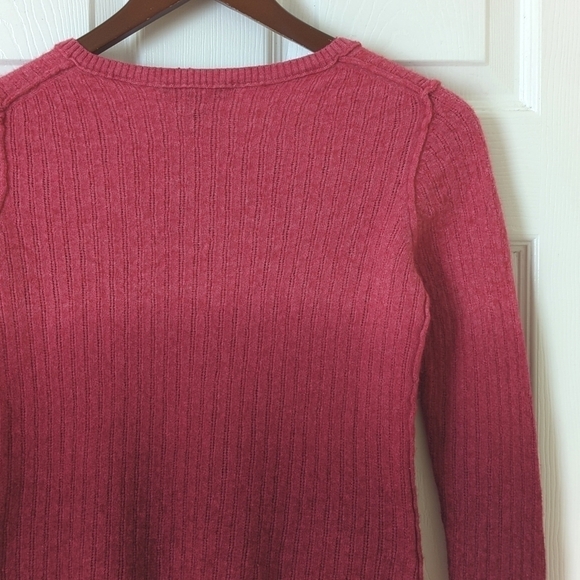 Tommy Bahama Classic Ombre Alpaca Wool Blend Ribbed Knit V-neck Sweater Pink S - Picture 9 of 9